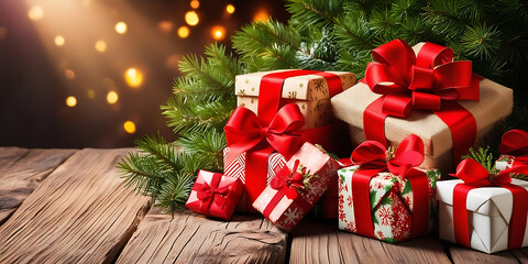 Beautifully Wrapped Gifts with Holiday Greenery

