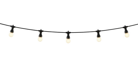 Outdoor hanging string lights, isolated on transparent background