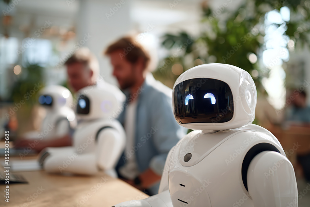 Poster robots interact in a modern office environment with humans during a collaborative task