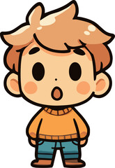 Fototapeta premium 不安そうな表情の少年のイラスト