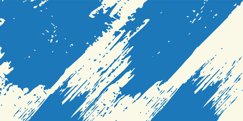 Grunge grainy blue brush stroke with spray texture. Hand drawn distress damaged vintage banner with zigzag bold line. Rough thick brush stroke texture.