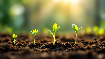 Growing Green Seedlings in Fertile Soil