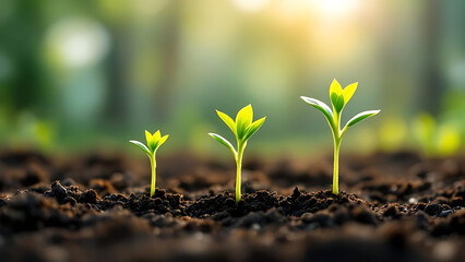 Young Sprouts Growing in Healthy Soil