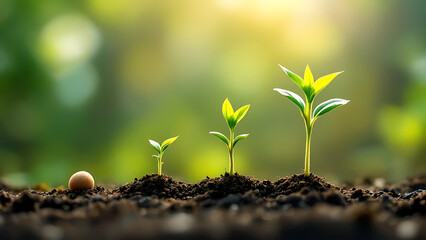 Small Green Seedlings with Blurred Background