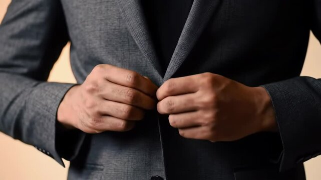 Man Adjusting Suit Jacket Before Formal Event
