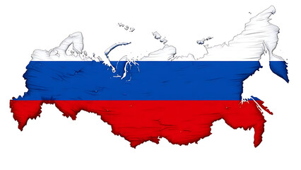 Russian Federation Map Illustration with National Flag