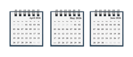 A three-month calendar set for April-June 2026 enhances efficient planning. Its clean layout helps organize daily tasks with ease.