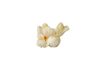 macro popcorn on isolated and white background close up
