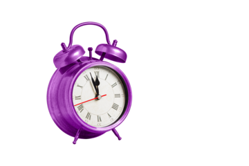 retro clock, pointer clock, red color alarm clock on isolated white background close up