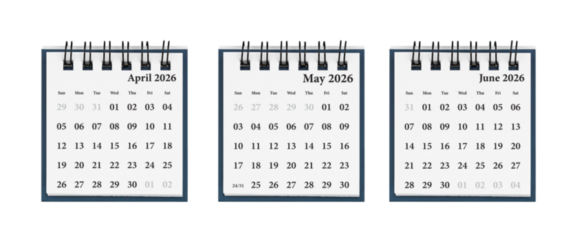 A three-month calendar set for April-June 2026 enhances efficient planning. Its clean layout helps organize daily tasks with ease.