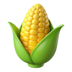 Single ear of corn in husk isolated on transparent background