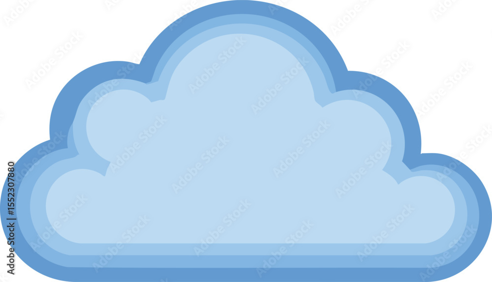 Poster blue cloud icon with layered shading and soft edges simple weather symbol vector illustration
