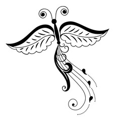 Enchanting Butterfly Tattoo Design: A delicate tattoo design showcases the elegance of a butterfly.