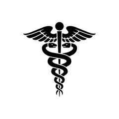 caduceus medical symbol on white