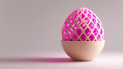 Modern Abstract Sculpture with Pink Overlay and Wooden Base