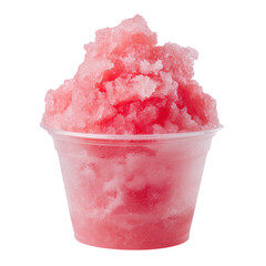 Pink shaved ice in cup, isolated on transparent background