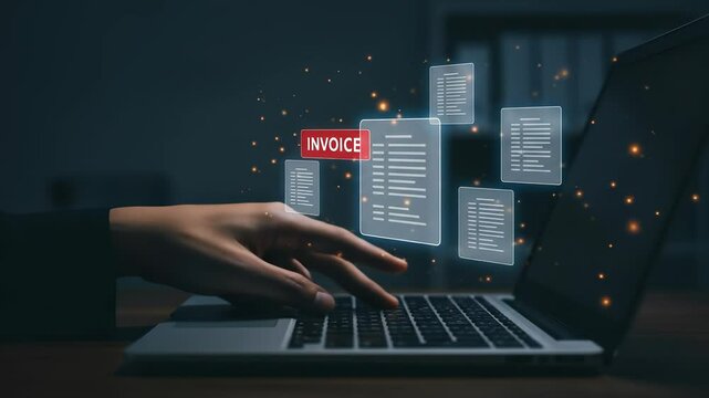  Invoice Processing Automation: Digital Document Management on Laptop | Business Finances & Accounting Software