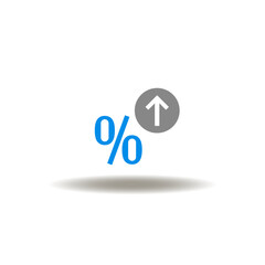 Vector illustration of percent symbol and arrow up. Symbol of fixed deposit.