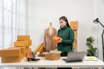 Woman Preparing Online Order for Shipping