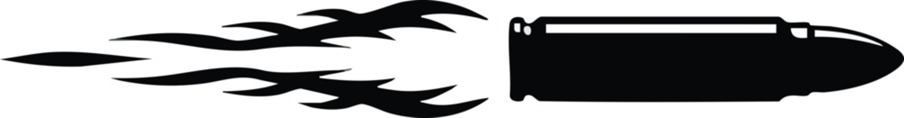 Bullet with flame trail illustration symbolizing speed and power in motion vector design 