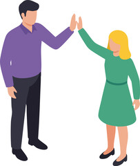 Two people giving high five gesture in casual clothing vector illustration of celebration and teamwork concept 