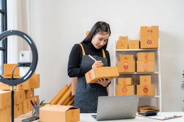 Woman Preparing Packages for Online Business