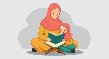 Mother and Daughter Reading Together, Sharing a Book in a Peaceful Moment