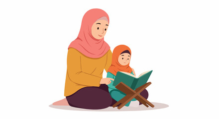 Mother and Daughter Reading Together, Sharing a Book in a Peaceful Moment