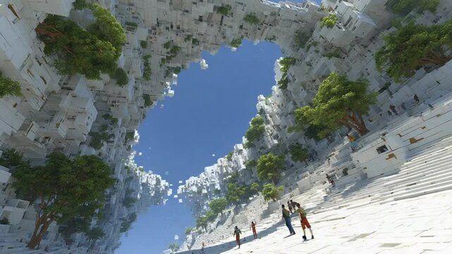 The line Saudi arabia mega project video showing people walking in futuristic city