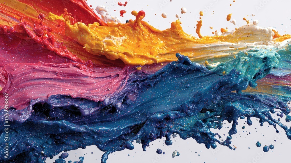 Poster vibrant colors erupt in a dynamic paint splash, creating a captivating and energetic burst of motion