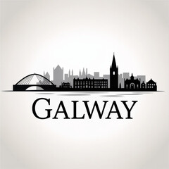 Obraz premium Galway Skyline Silhouette — Historic Irish Coastal City Vector Illustration
