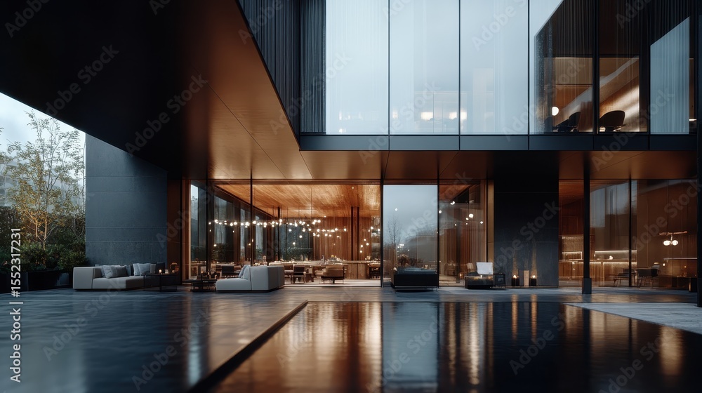 Poster a stunning modern architectural structure with glass elements showcases elegance and style, creating