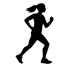 Running Silhouettes Set - Black & White Vector Athletes in Motion (Sprint, Marathon, Jogging Poses) - Sport & Fitness Outline Illustrations