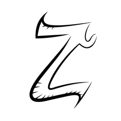 Obraz premium Artistic black ink brush letter z illustration on white background