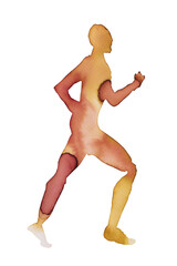 Running silhouette illustration in warm tones depicting an athletic figure in motion