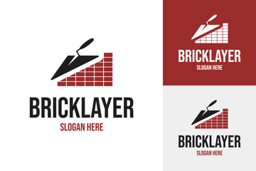 Bricklayer logo design template vector illustration