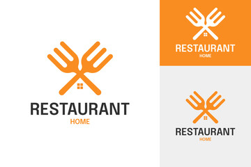 Fork house for restaurant logo design template symbol illustration