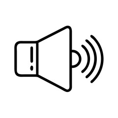 Vector illustration of a speaker with sound waves in a modern style on a white background with copy space
