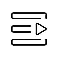 Vector illustration of a playlist icon with a play button in a modern style on a white background with copy space