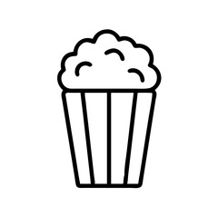 Vector illustration of a popcorn bucket in a fun style on a white background with copy space