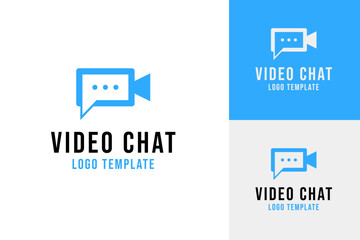 Video chat logo design template vector illustration idea