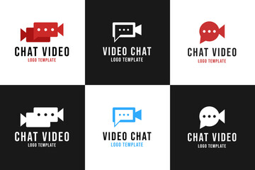 Set collection video chat logo design template vector illustration idea