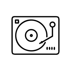 Vector illustration of a DJ turntable in a sleek style on a white background with copy space