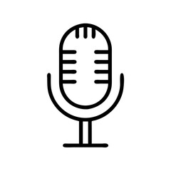 Vector microphone icon in minimalist style on a simple background with copy space