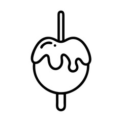 Vector illustration of a candy apple in a playful style on a white background with copy space