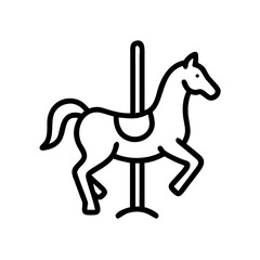 Vector carousel horse icon in minimalist style on a light background with copy space