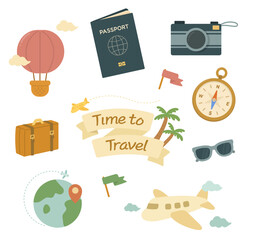 World Travel Flat Design – Vector Elements for Tourism, Exploration, Adventure 