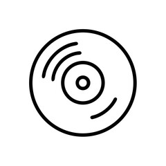 Vector illustration of a vinyl record in a retro style on a white background with copy space