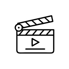 Vector illustration of a clapperboard in a cinematic style on a white background with copy space