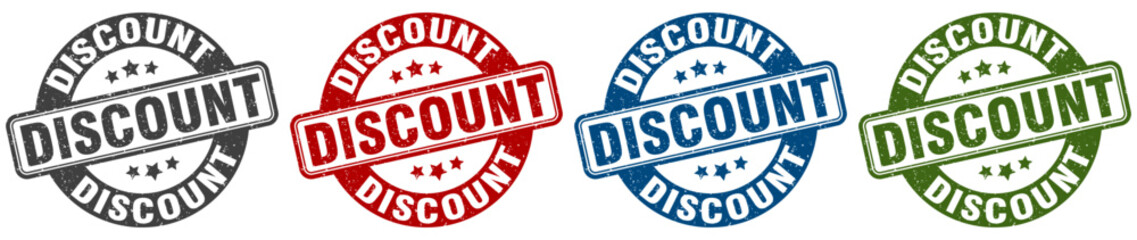 discount stamp. discount round stamp set isolated on white background